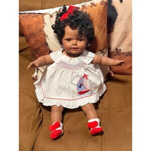 1990 Irwin Toy Baby Doll 20” Curly Hair Cloth Body Vintage Nursery Doll